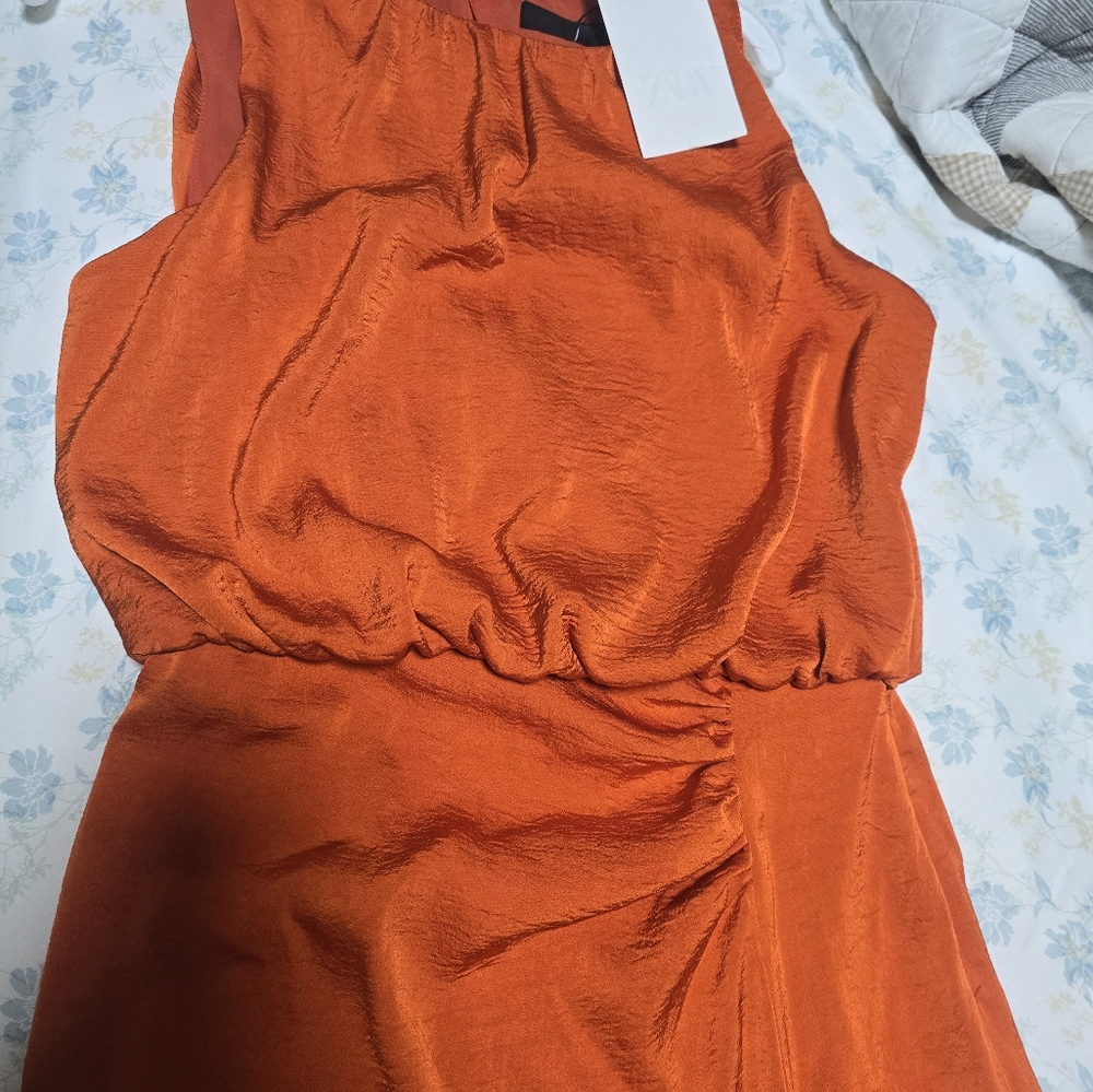 Zara Bold Orange Midi Dress - Picture 7 of 14